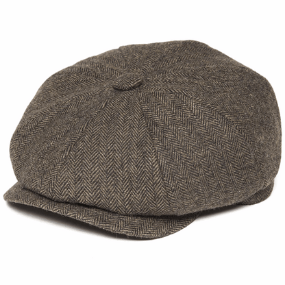 Men’s Herringbone Tweed Newsboy Cap – Wool Flat Hat