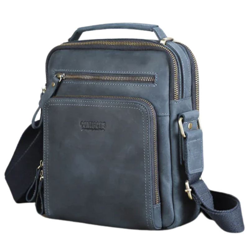 Vintage Crazy Horse Leather Men's Crossbody Messenger Shoulder Bag