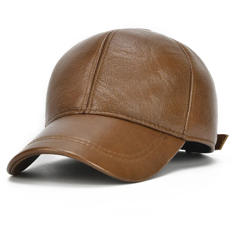 Men’s Genuine Cowhide Leather Adjustable Baseball Cap