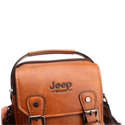 JEEP Men's Leather Business Crossbody Shoulder Messenger Bag