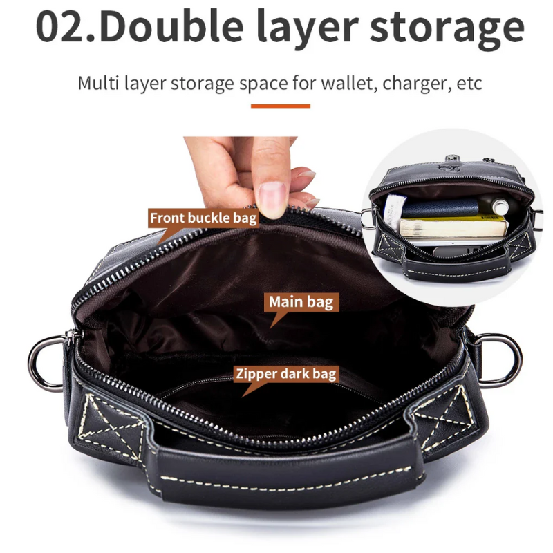 Stylish Multifunctional Genuine Leather Men's Crossbody Bag