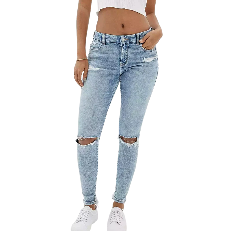 Low-Waist Slim-Fit Distressed Jeans for a Sleek Look