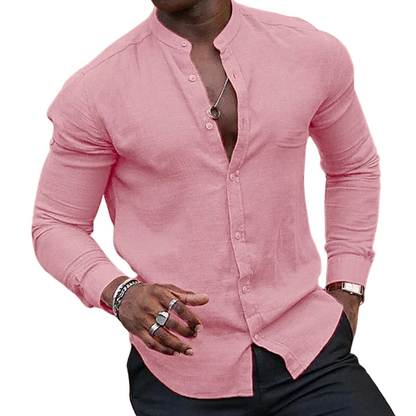 Stand Collar Long Sleeve Men’s Summer Beach Shirts