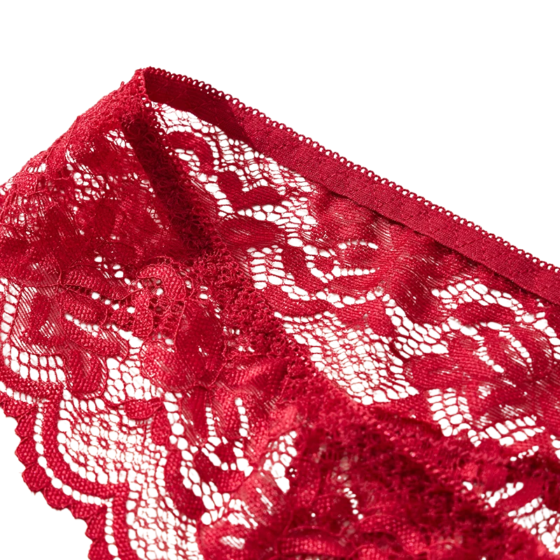 Sexy Lace Open Crotch Women’s Panties Solid Color Briefs