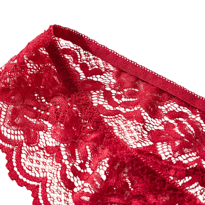Sexy Lace Open Crotch Women’s Panties Solid Color Briefs