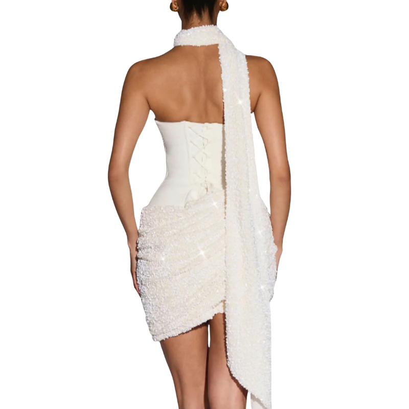 Strapless sequined dress