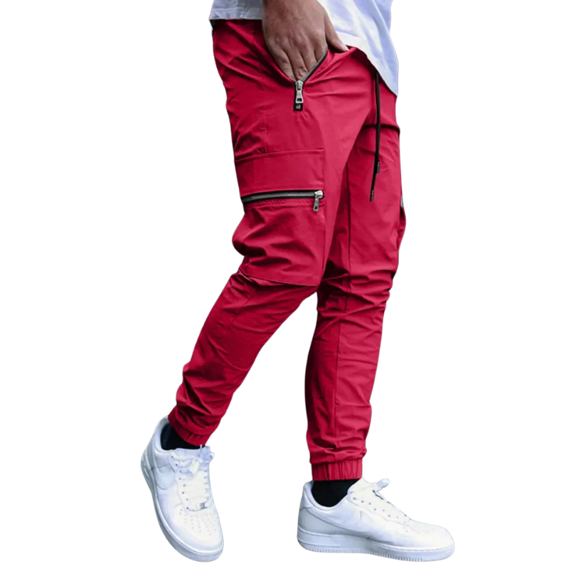 Slim Fit, All-Season Men's Mid-Waist Casual Sport Trousers