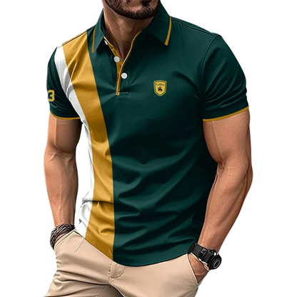 Summer Business Casual Lapel Tee Men’s Solid Polo Shirt