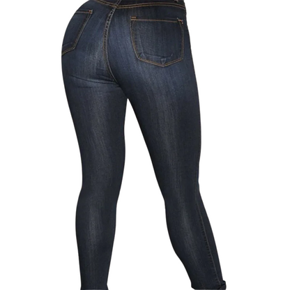 Vintage Button Pencil foot High-Waist Slim Skinny Jeans for Women