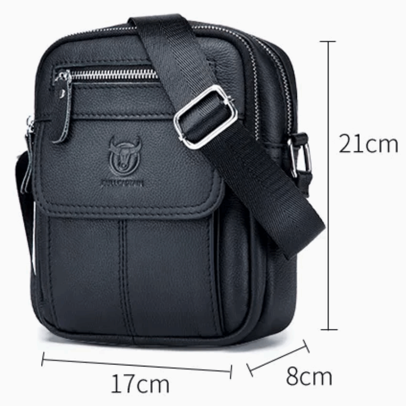 Genuine Leather Men's Shoulder Crossbody Bag Cowhide Casual Korean Style Student Handbag Small Commuter Messenger Bag