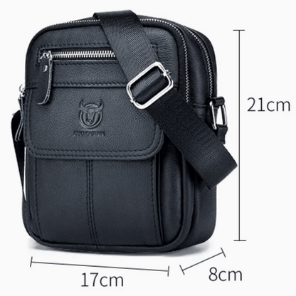 Genuine Leather Men's Shoulder Crossbody Bag Cowhide Casual Korean Style Student Handbag Small Commuter Messenger Bag