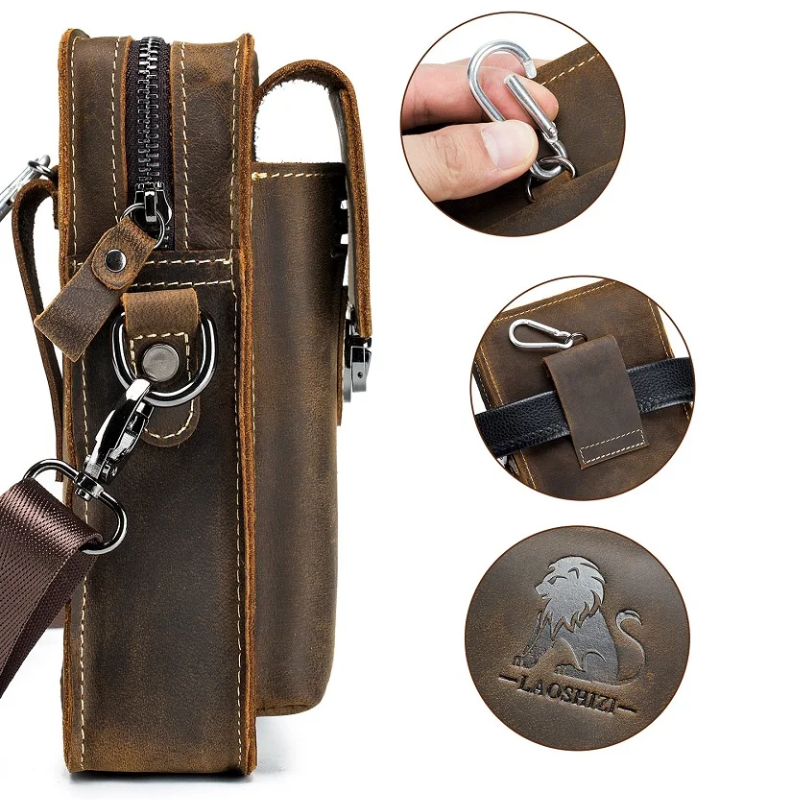 Men's Genuine Leather Crossbody Multi-Functional Belt & Waist Bag