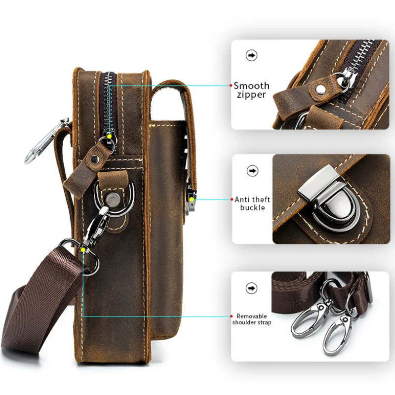 Men's Genuine Leather Crossbody Multi-Functional Belt & Waist Bag