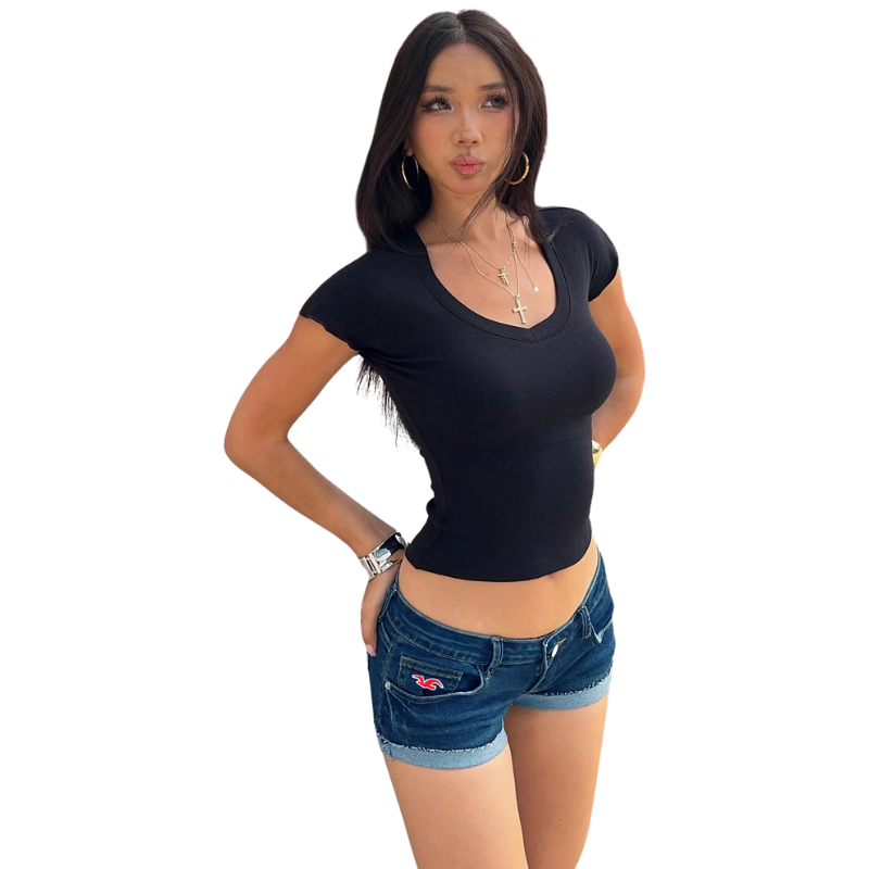 Slim Fit Low-Waist Two-Tone Ripped Stretch Jeans