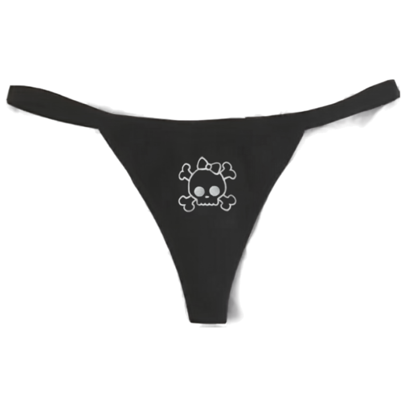 Y2K Skull Print Bikini Panties – Bold Punk-Inspired Women's Style