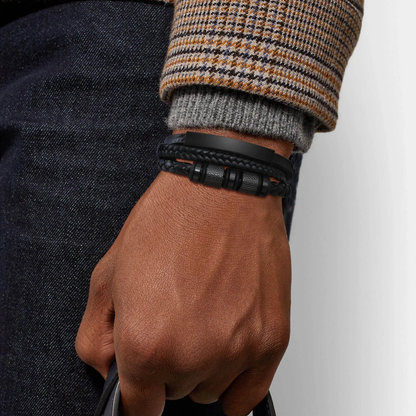 Personalized Triple-Woven Leather Bracelet for Men