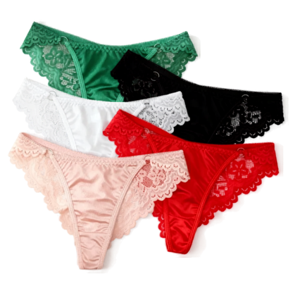 Breathable Lace Satin Low-Rise Briefs with Delicate Straps