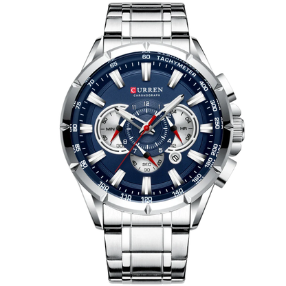 Steel Band, Big Dial, Luminous Curren Men's Chronograph Watch