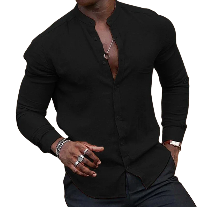 Stand Collar Long Sleeve Men’s Summer Beach Shirts