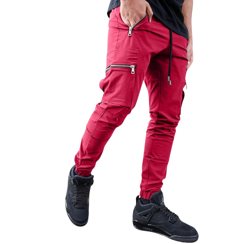 Slim Fit, All-Season Men's Mid-Waist Casual Sport Trousers
