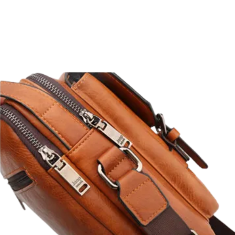JEEP Men's Leather Business Crossbody Shoulder Messenger Bag