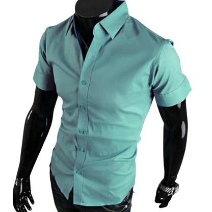 Korean Casual Summer Short Sleeve Men’s Slim Fit Dress Shirt