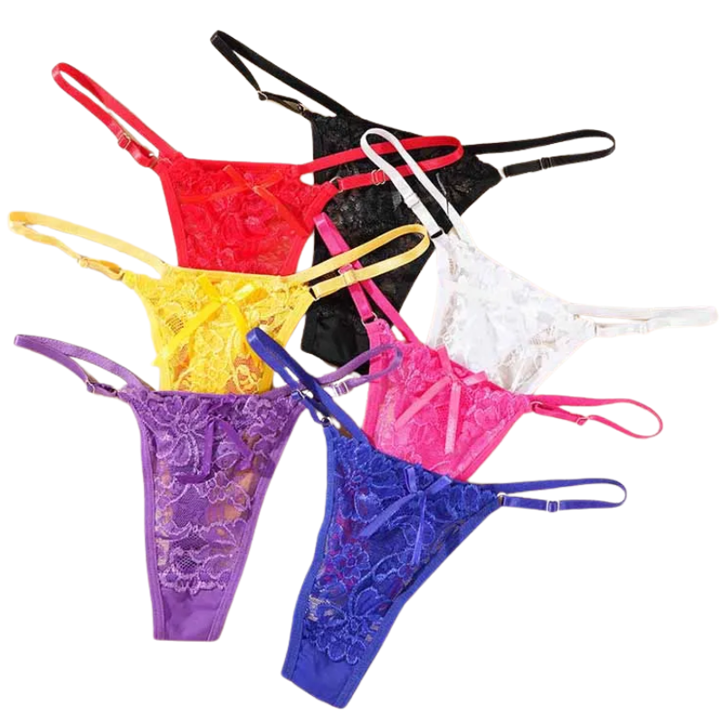 Sexy Lace Adjustable Thong Panties for Women Low Rise Briefs