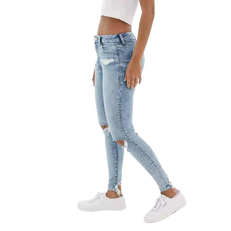 Low-Waist Slim-Fit Distressed Jeans for a Sleek Look