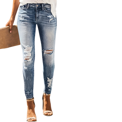 Nine-Point Fit High-Waist Slim Stretch Jeans for Women