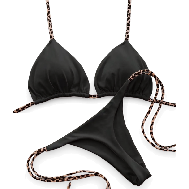 Leopard Print Thong Bikini Set – Bold Women’s Beach Swimwear
