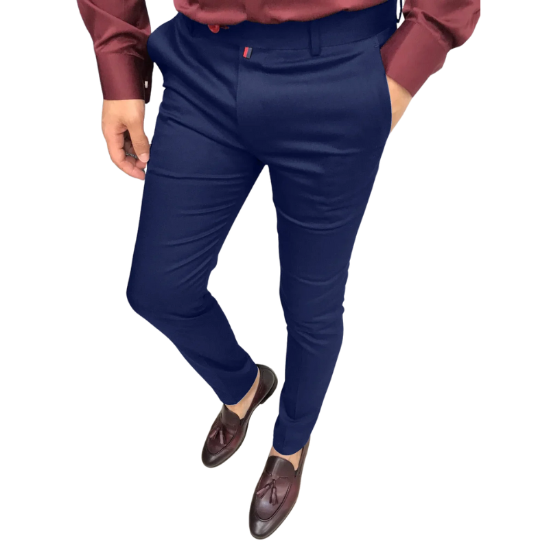 Men's High Waist Slim Fit Casual Business Pants