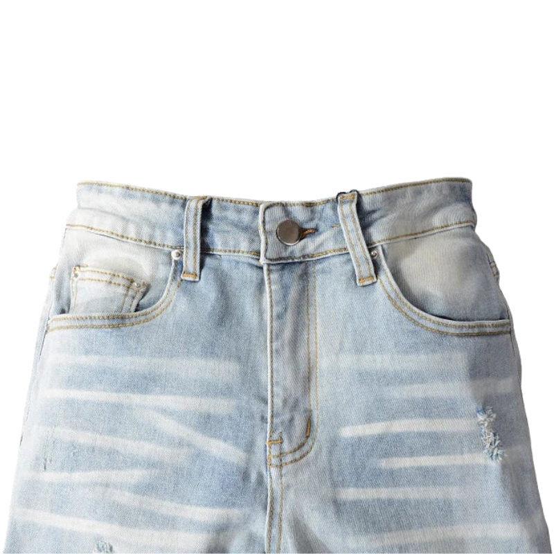 Light Blue Streetwear Denim Men’s Ripped Patchwork Skinny Jeans