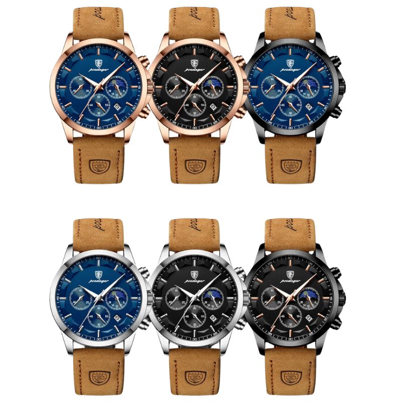 Waterproof & Leather Strap Luxury Men's Chronograph Watch