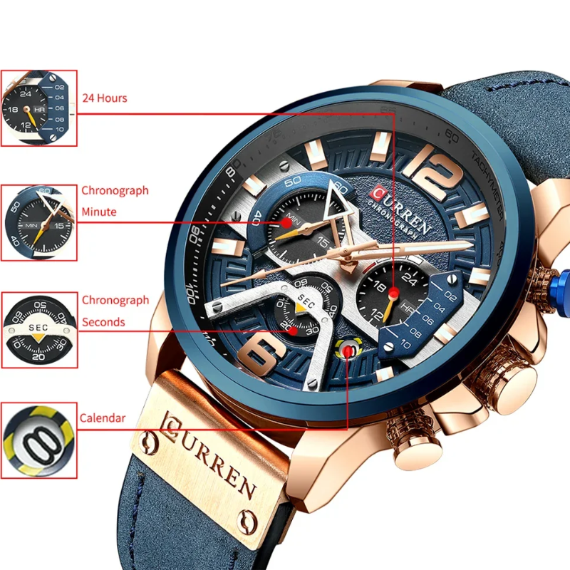 Curren Luxury Military Men's Leather Quartz Sport Watch