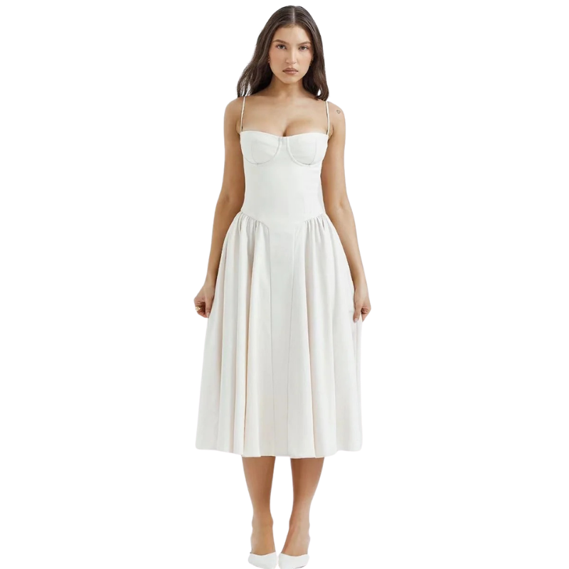 Suspender Mid-Length Dress with Chest Support