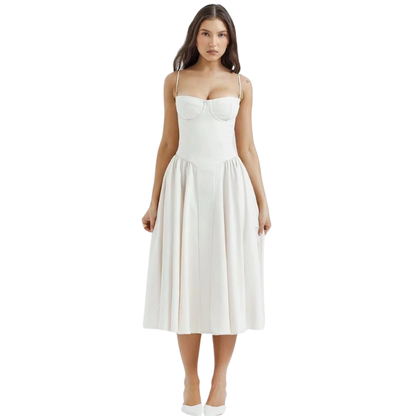 Suspender Mid-Length Dress with Chest Support
