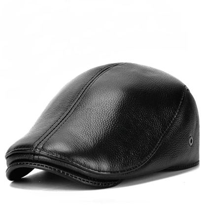 Warm & Stylish Men’s Winter Leather Beret Hat with Ear Flaps