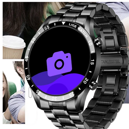 LIGE Men’s Steel Smartwatch Full Touch Bluetooth Call Waterproof