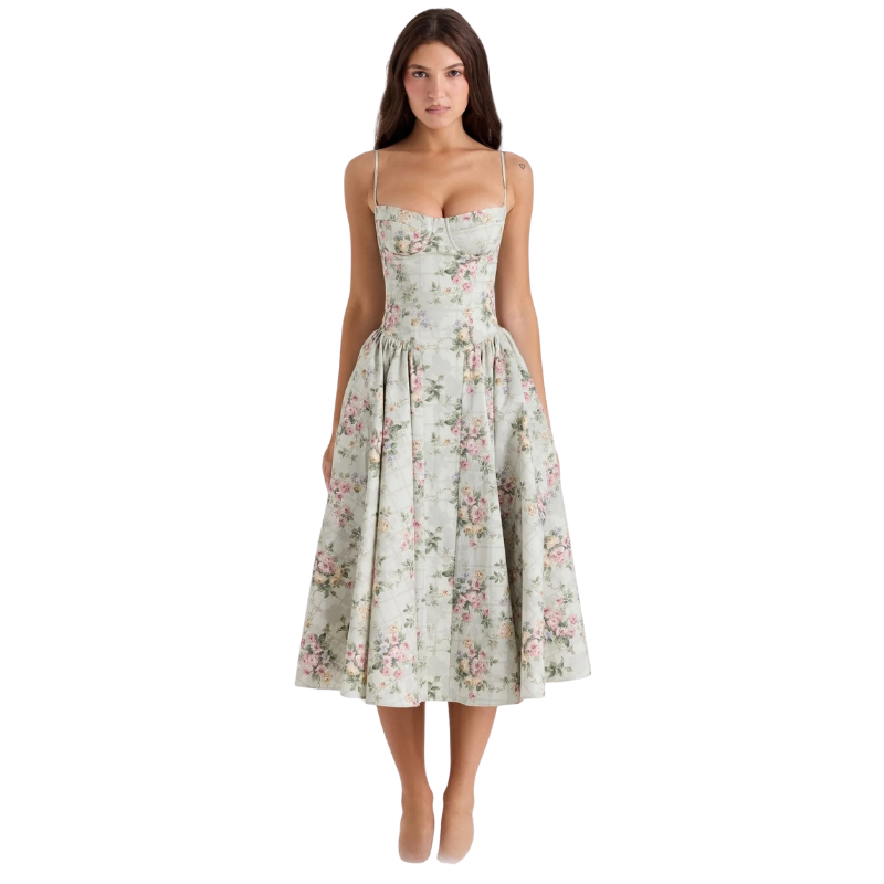 Suspender Mid-Length Dress with Chest Support