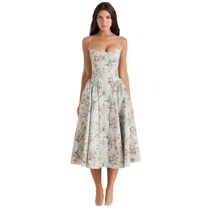 Suspender Mid-Length Dress with Chest Support