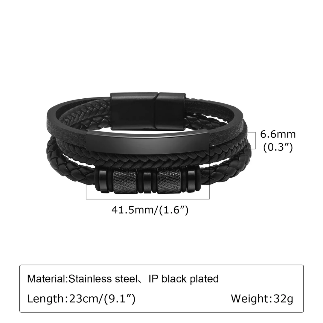 Personalized Triple-Woven Leather Bracelet for Men