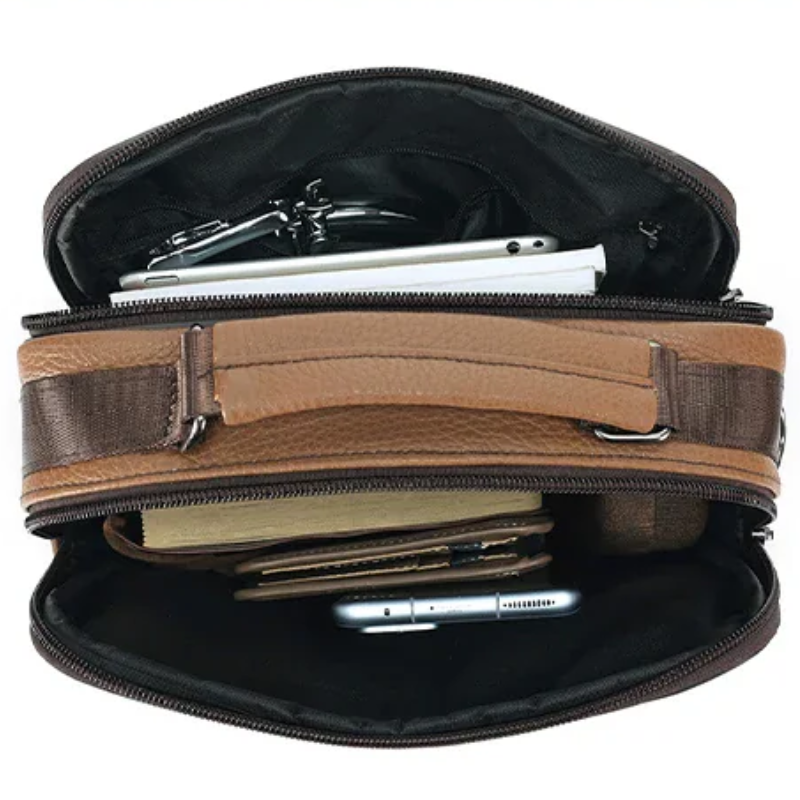 Sling Satchel Men's Genuine Leather Crossbody Bag for iPad,