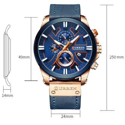 CURREN Men's Waterproof Military Quartz Watch with Date Display