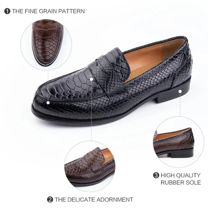 Men’s Casual Handmade Snake Print Leather Dress Shoes Loafers