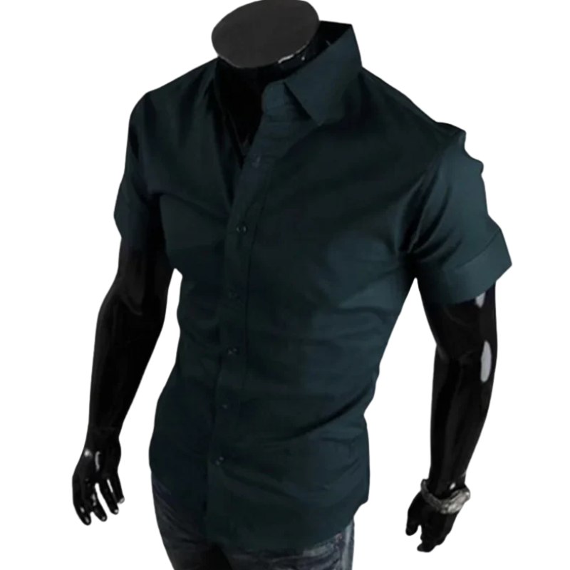 Korean Casual Summer Short Sleeve Men’s Slim Fit Dress Shirt