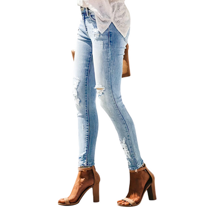 Nine-Point Fit High-Waist Slim Stretch Jeans for Women