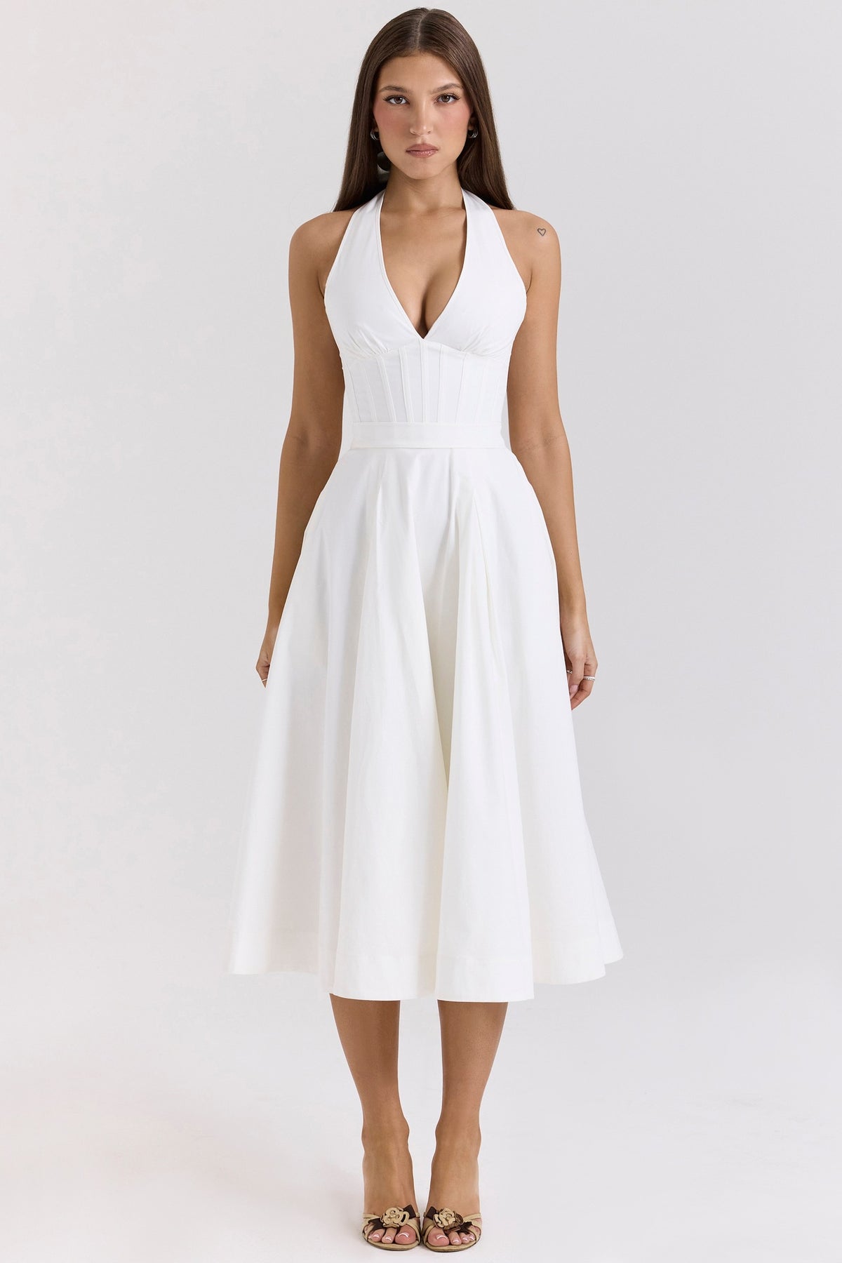 Halter Neck Backless Drawstring Tie Dress