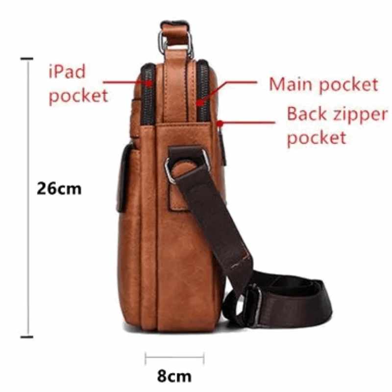 2pc Durable  & Stylish Men's Split Leather Crossbody Messenger Bag