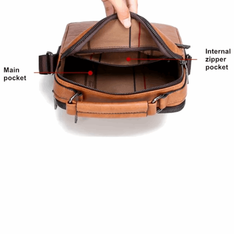2pc Durable  & Stylish Men's Split Leather Crossbody Messenger Bag