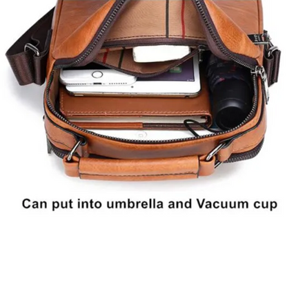 2pc Durable  & Stylish Men's Split Leather Crossbody Messenger Bag